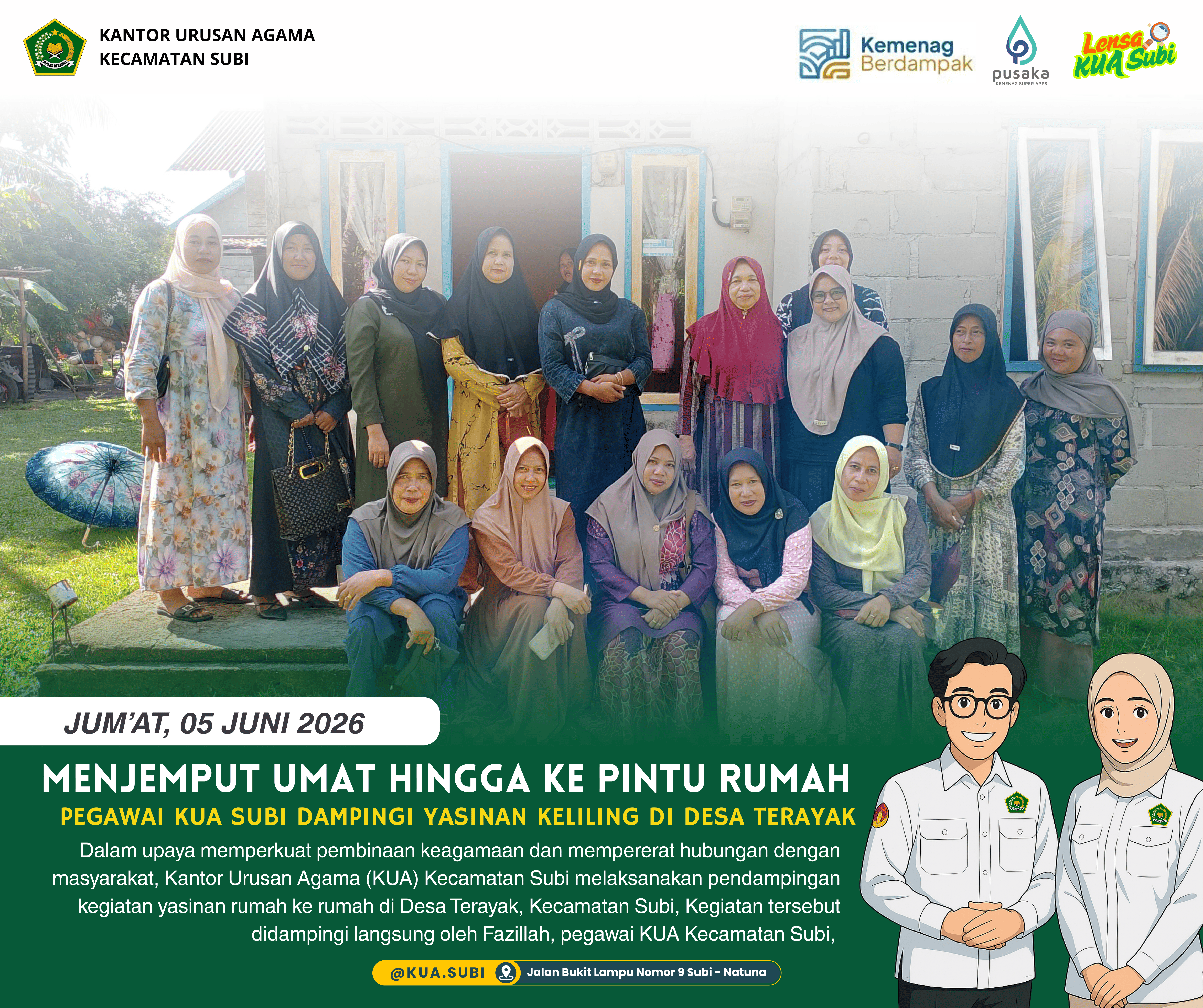 Menjemput Umat Hingga ke Pintu Rumah, Pegawai KUA Subi Dampingi Yasinan Keliling di Desa Terayak
